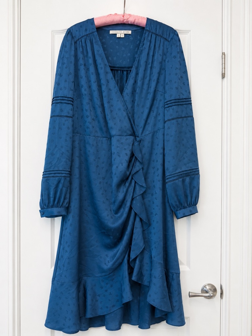 Veronica Beard Ocean Slate Jacquard Ruffle Midi Dress Size 14